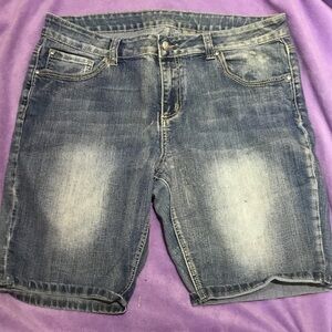 Men's Faded Denim Jean Shorts - Blue